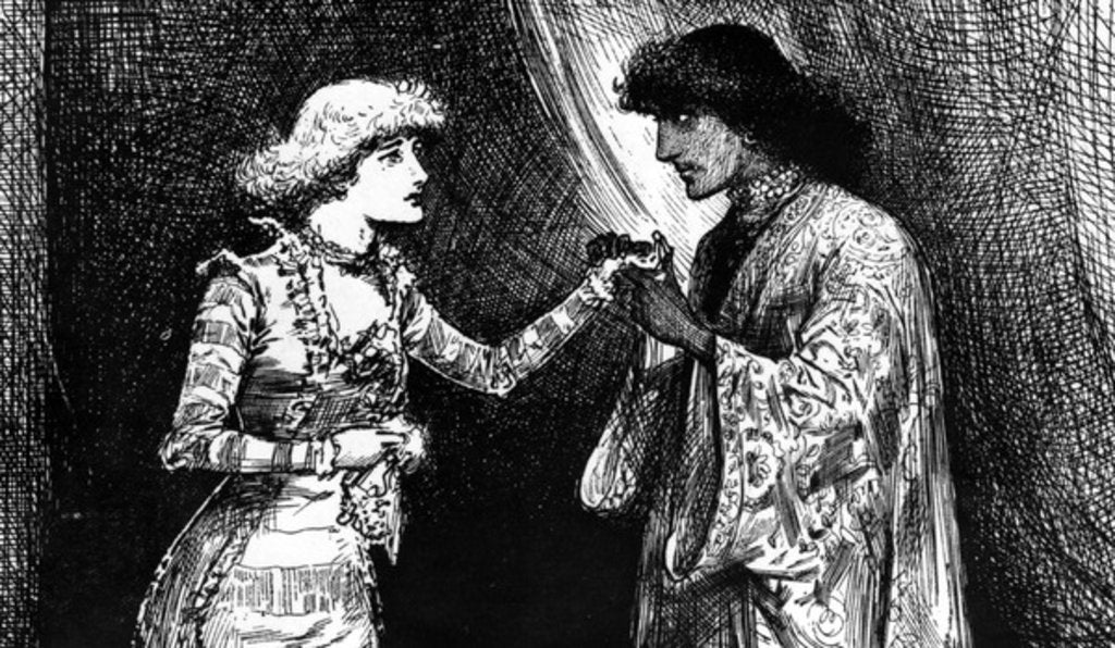 Detail of Miss Ellen Terry as Desdemona and Mr. Irving as Othello by English School