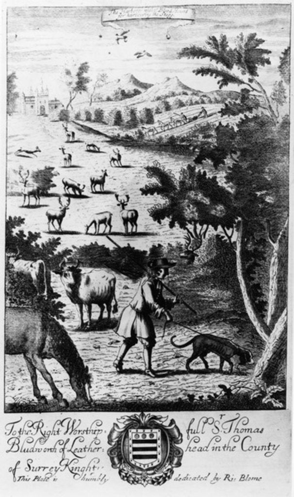 Detail of The Harbourer with the blood hound for harbouring the stagg by English School