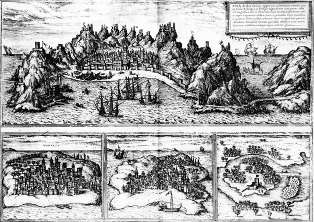 Detail of Views of Aden, Mombaza, Quiloa and Cefala, from Georg Braun's 'Civitates orbis terrarum', published in 1572 by Georg and Hogenberg Franz (1535-90) Braun