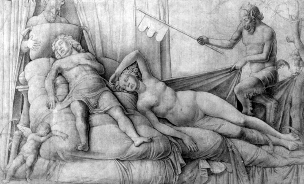 Detail of Nude Woman Asleep with Cupid and Satyrs, c.1446-1506, by Andrea (school of) Mantegna
