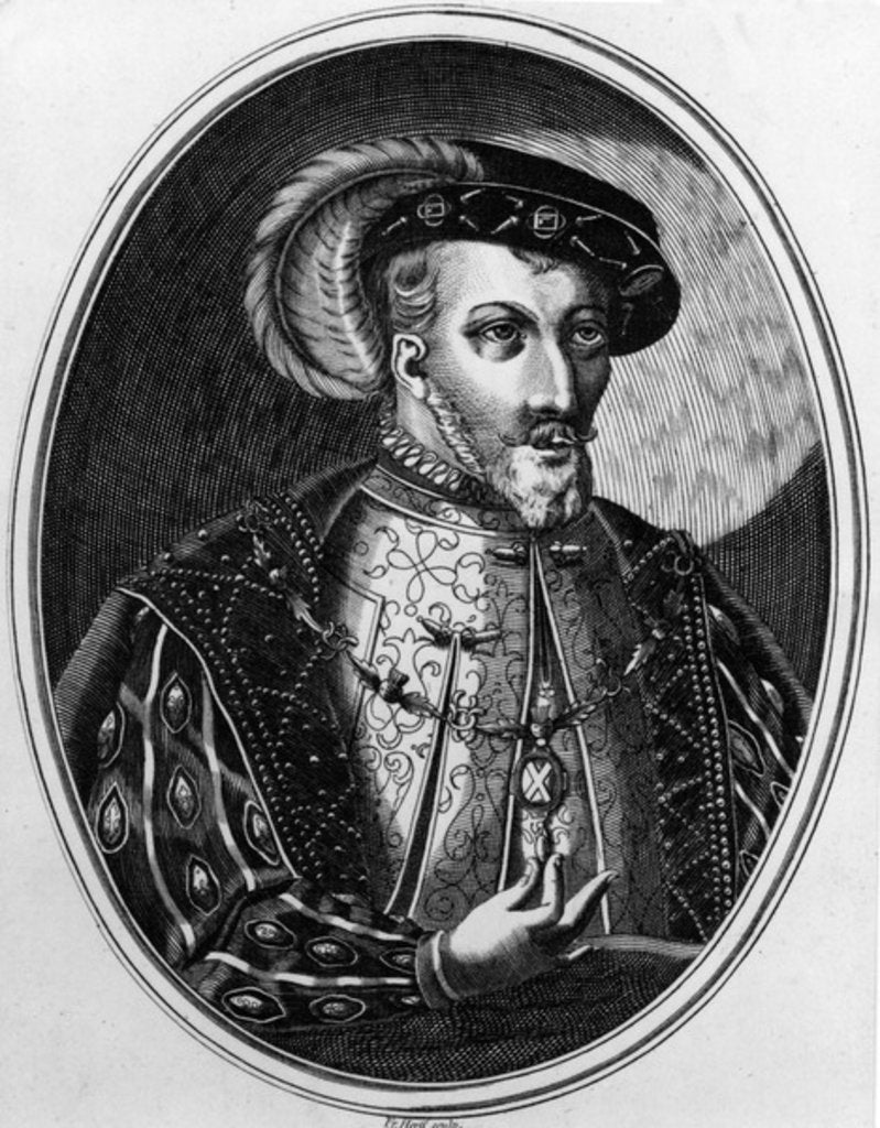 Detail of James V, 19th century copy after an illustration from Jonston's 'Inscriptiones Historicae Regum Scotorum', first published 1602 by (after) English School