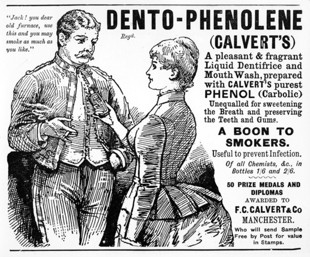 Detail of Advertisement for Calvert's Dento-Phenolene, c.1890s by English School