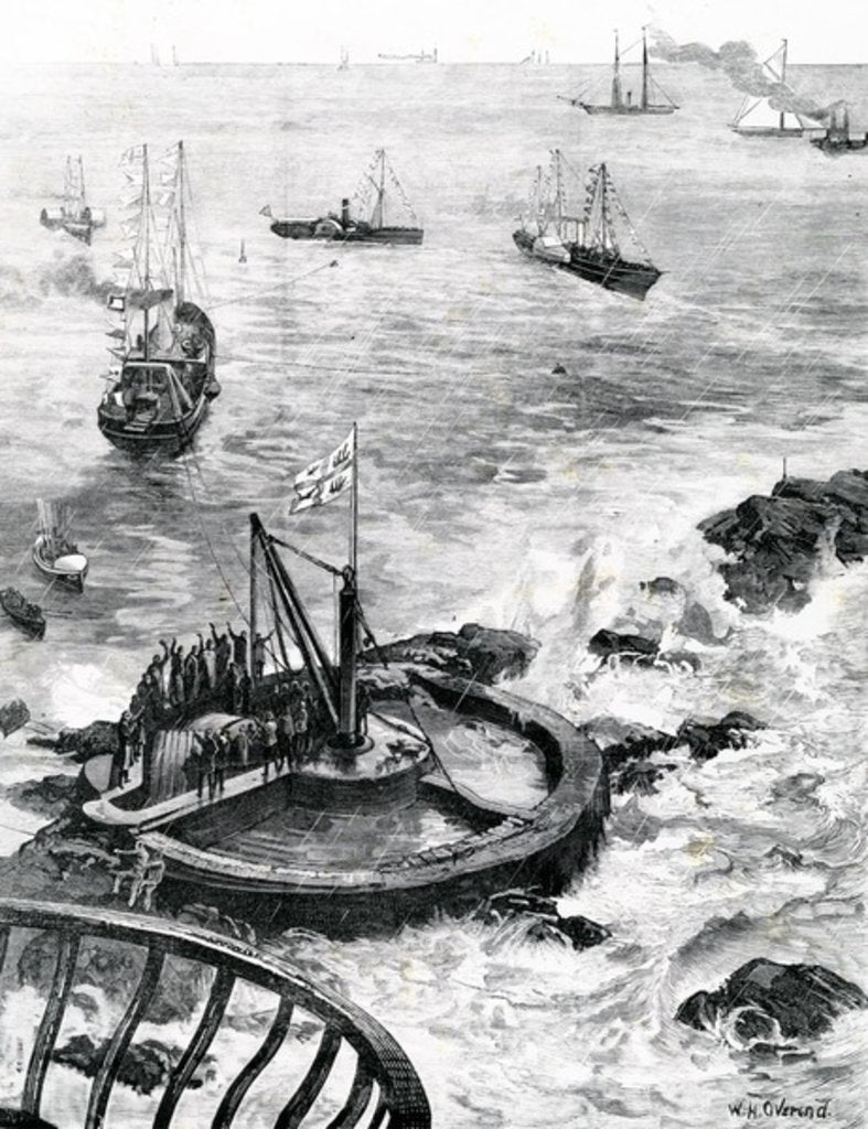 Detail of The Prince of Wales and Duke of Edinburgh laying the foundation-stone of the new Eddystone lighthouse by William Heysham Overend