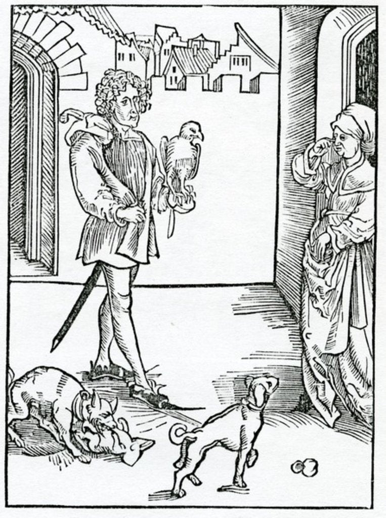 Detail of Of them that make noyses rehersynges of talys and do other thynges vnlaufull and dishonest in ye chirche of God by (after) German School