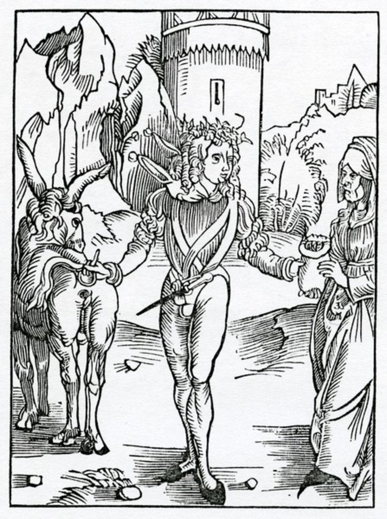 Detail of Of yonge folys that take olde wymen to theyr wyues, for theyr ryches by (after) German School