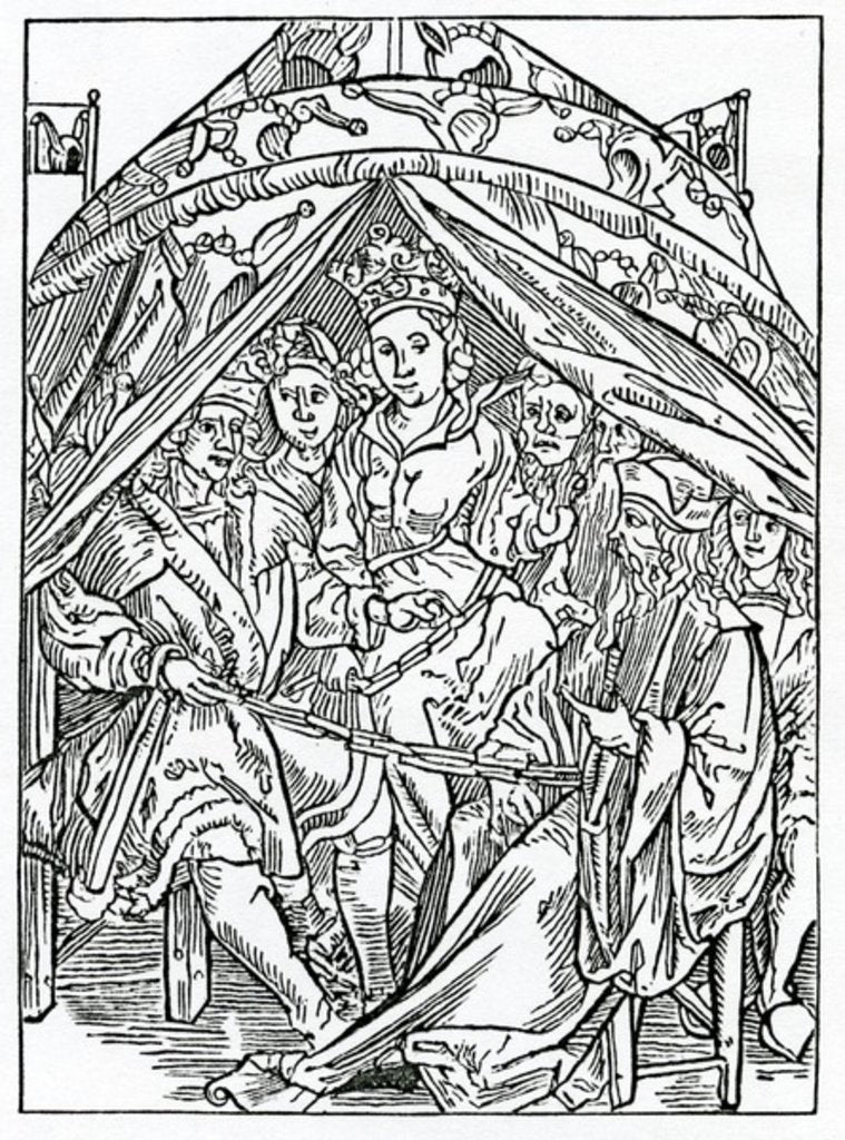 Detail of Of the great myght and power of folys by (after) German School