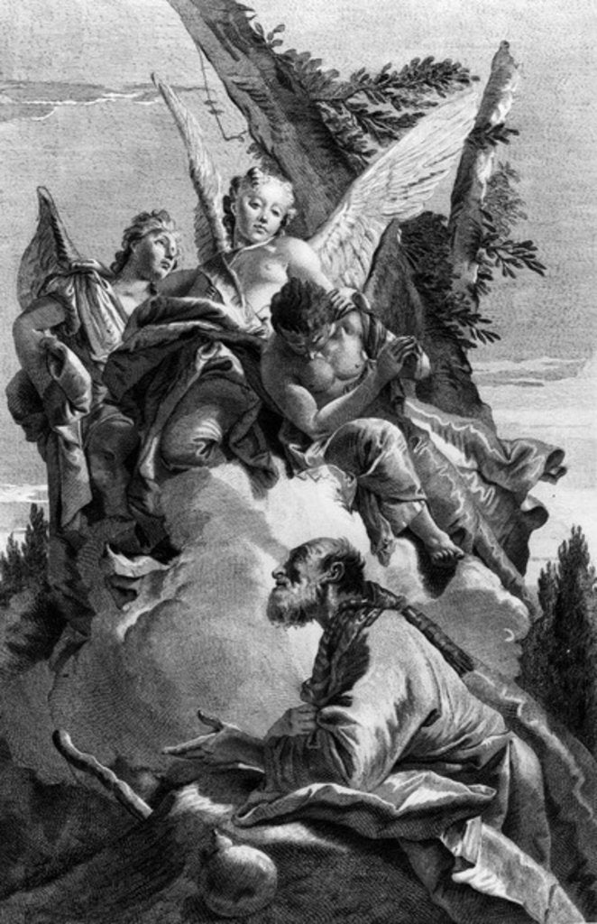 Detail of Three Angels appearing to Abraham, engraved by Pietro Monaco, c.1750 by Giovanni Battista (after) Tiepolo