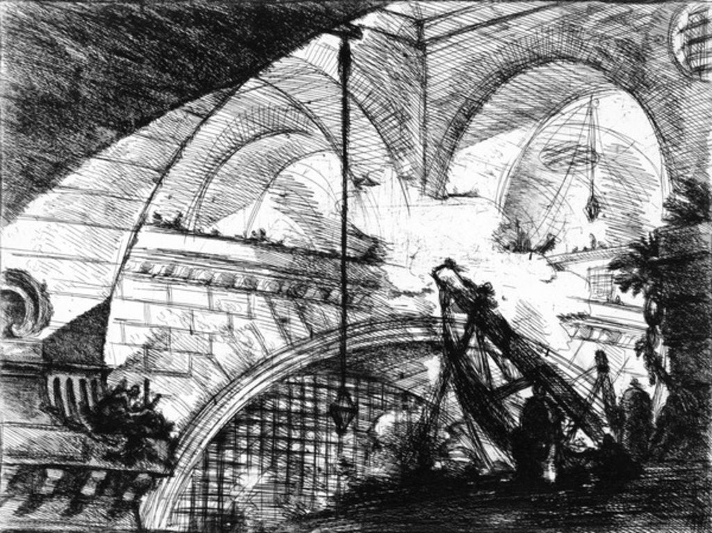 Detail of Plate from the 'Carceri d'invenzione' series, 1761 by Giovanni Battista Piranesi