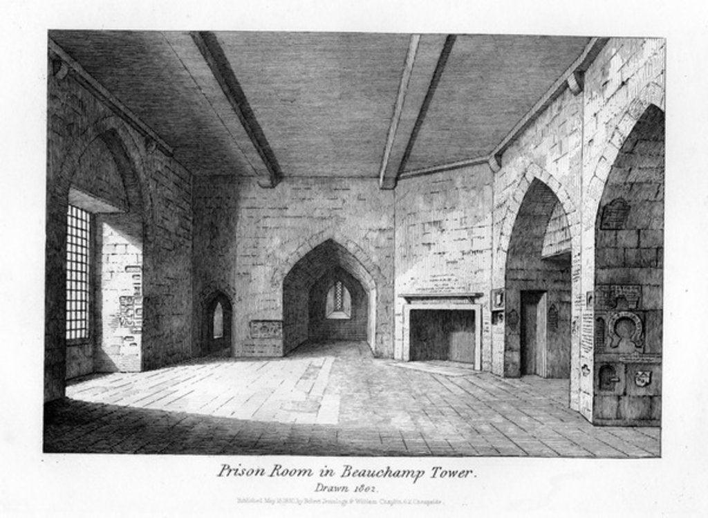 Detail of Prison Room in Beauchamp Tower, 1830 by (after) English School