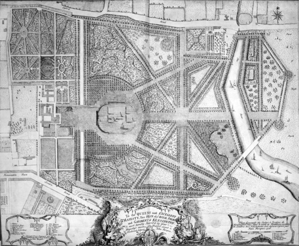 Detail of A Map of the Royal Palace and Gardens of Kensington, London, 1736 by John Rocque