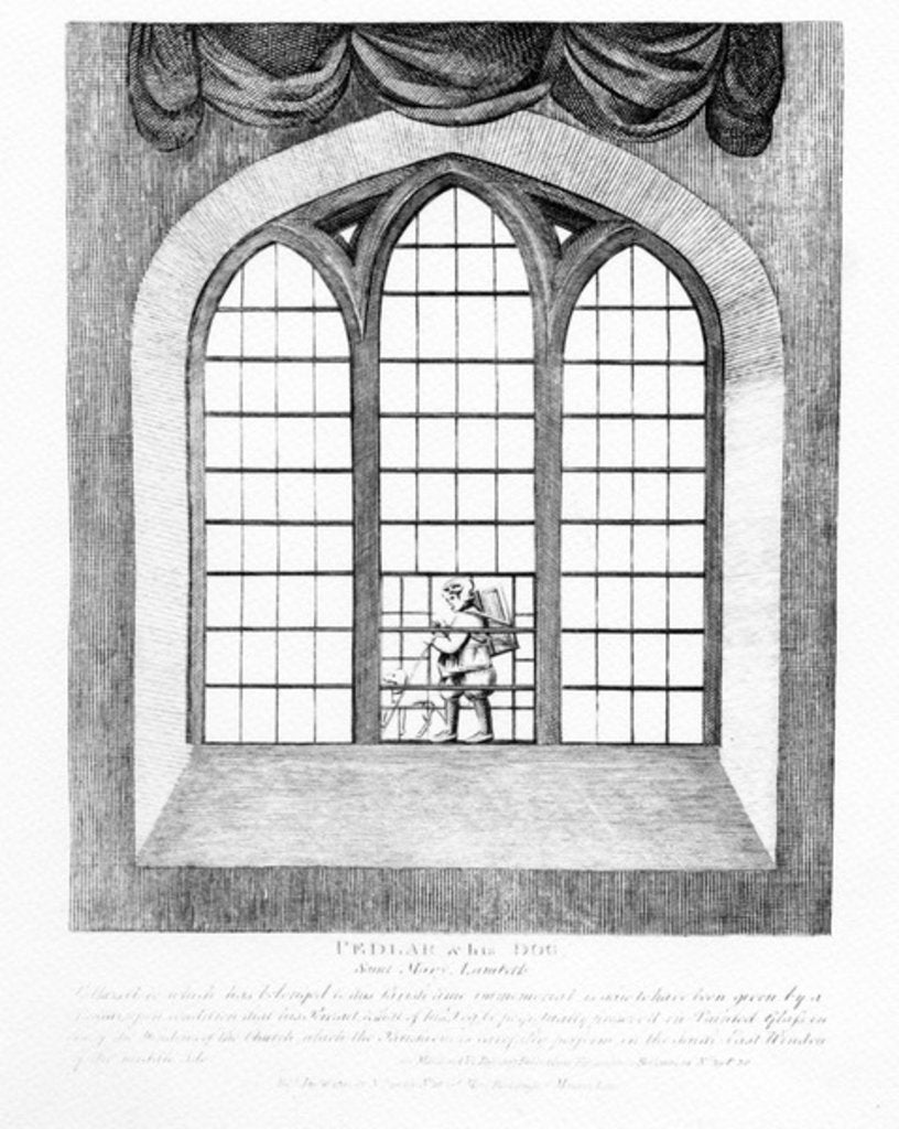 Detail of Pedlar and his Dog, Saint Mary Lambeth, 1791 by English School