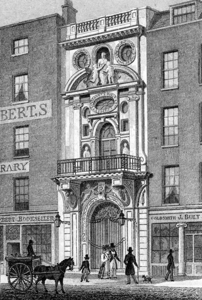 Detail of Mercers' Hall, Cheapside, print made by M. Barrenger, c.1829-31 by Thomas Hosmer (after) Shepherd