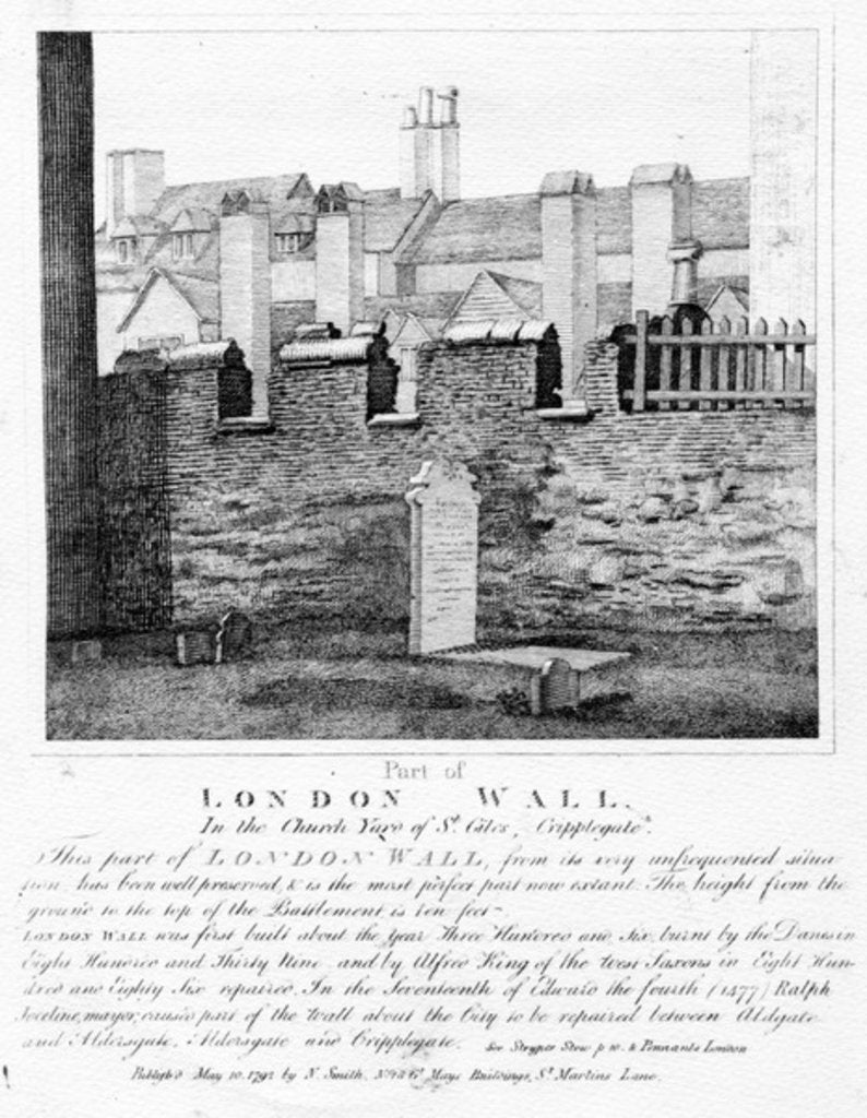 Detail of Part of London Wall, In the Church Yard of St. Giles, Cripplegate, published 1792 by English School