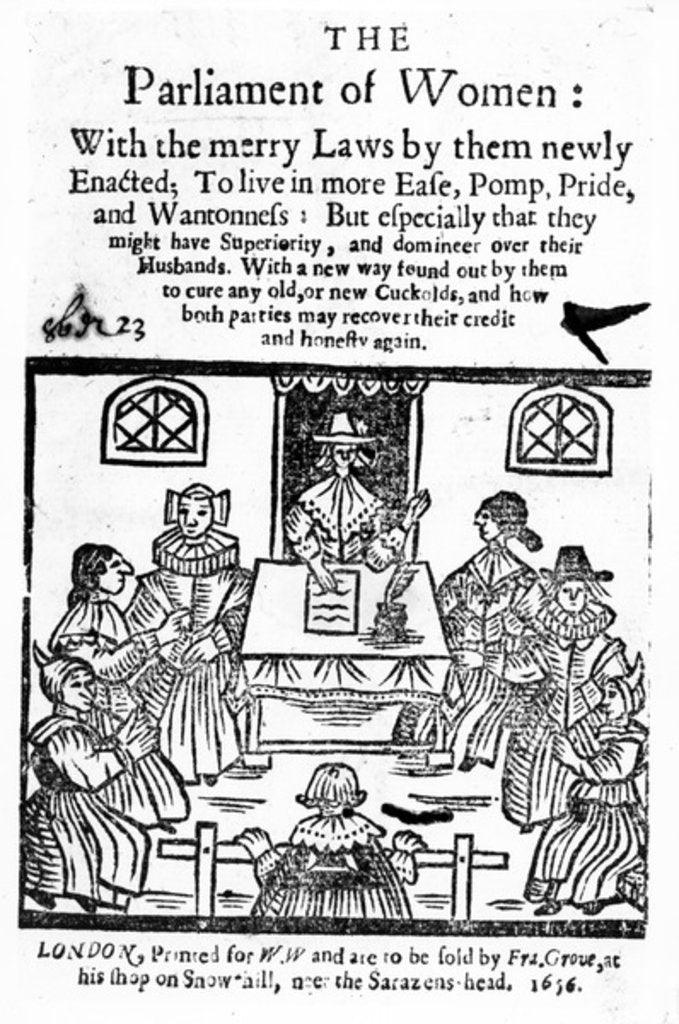 Detail of Title Page for 'The Parliament of Women', 1656 by English School