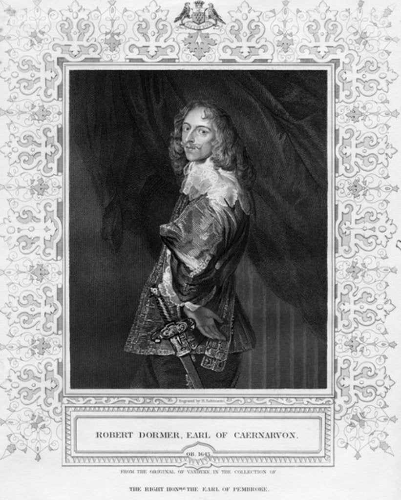 Detail of Robert Dormer, Earl of Caenarvon, print made by H. Robinson by Anthony van (after) Dyck