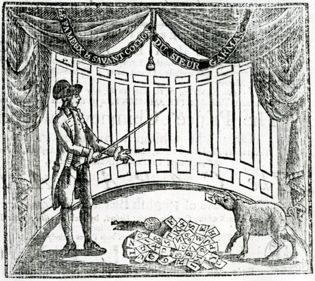 Detail of Handbill advertising a performance of the 'Suprizing Learned PIG' at Astley's Amphitheatre, 1787 by Anonymous