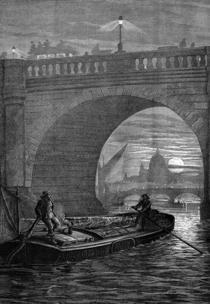 Detail of Waterloo Bridge by Night by English School