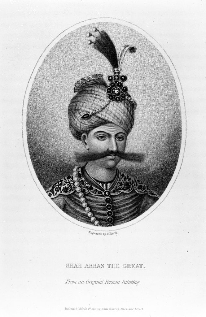Detail of Shah Abbas the Great, print made by C. Heath, 1815 by (after) Persian School