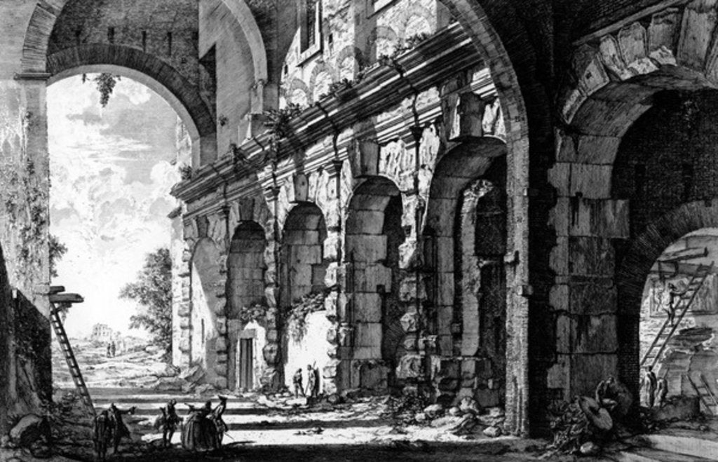 Detail of View of the Remains of the Temple of Claudius near the Church of Santi Giovanni e Paolo by Giovanni Battista Piranesi