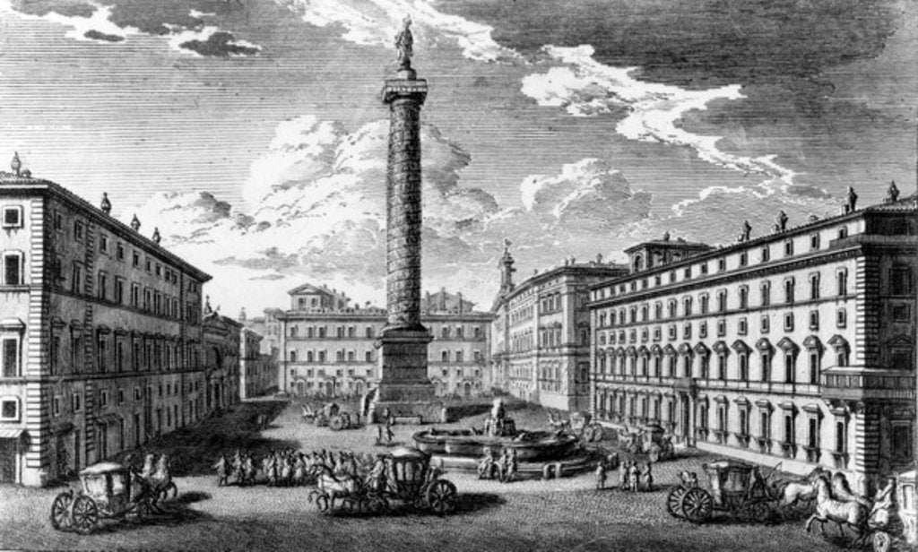 Detail of View of Piazza Colonna, Rome, 1752 by Giuseppe Vasi