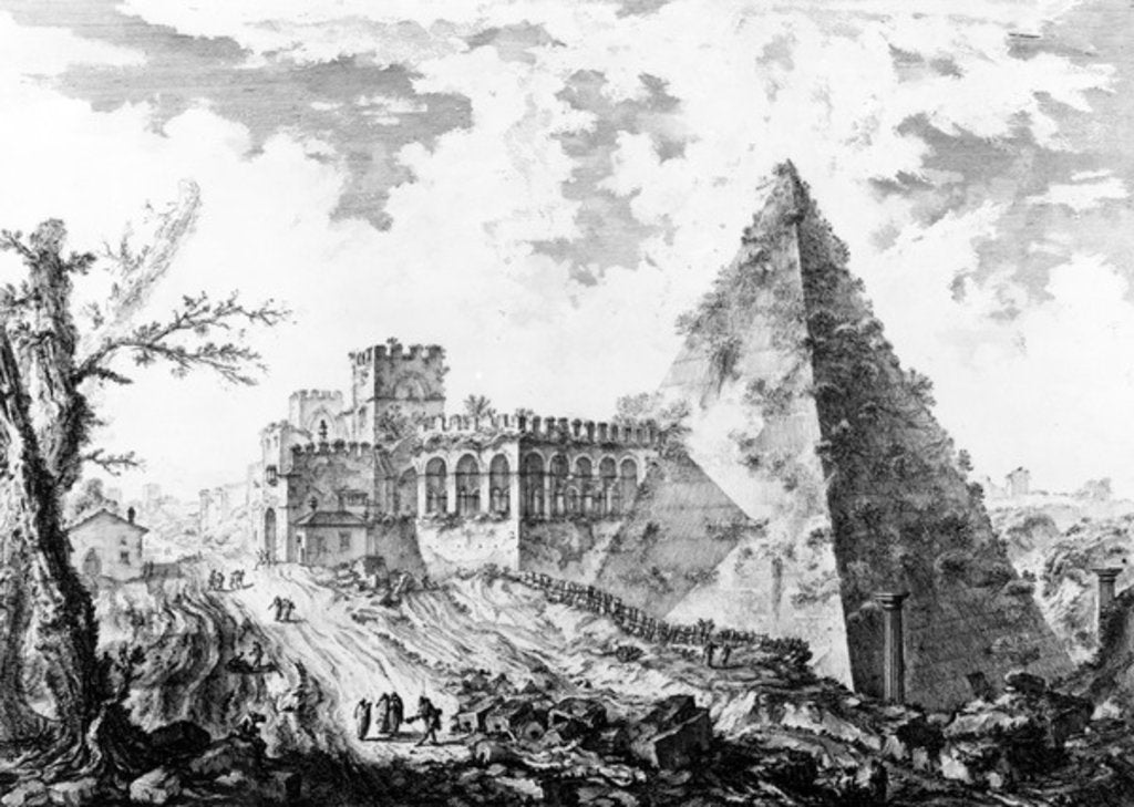 Detail of View of the Pyramid of Caius Cestius by Giovanni Battista Piranesi