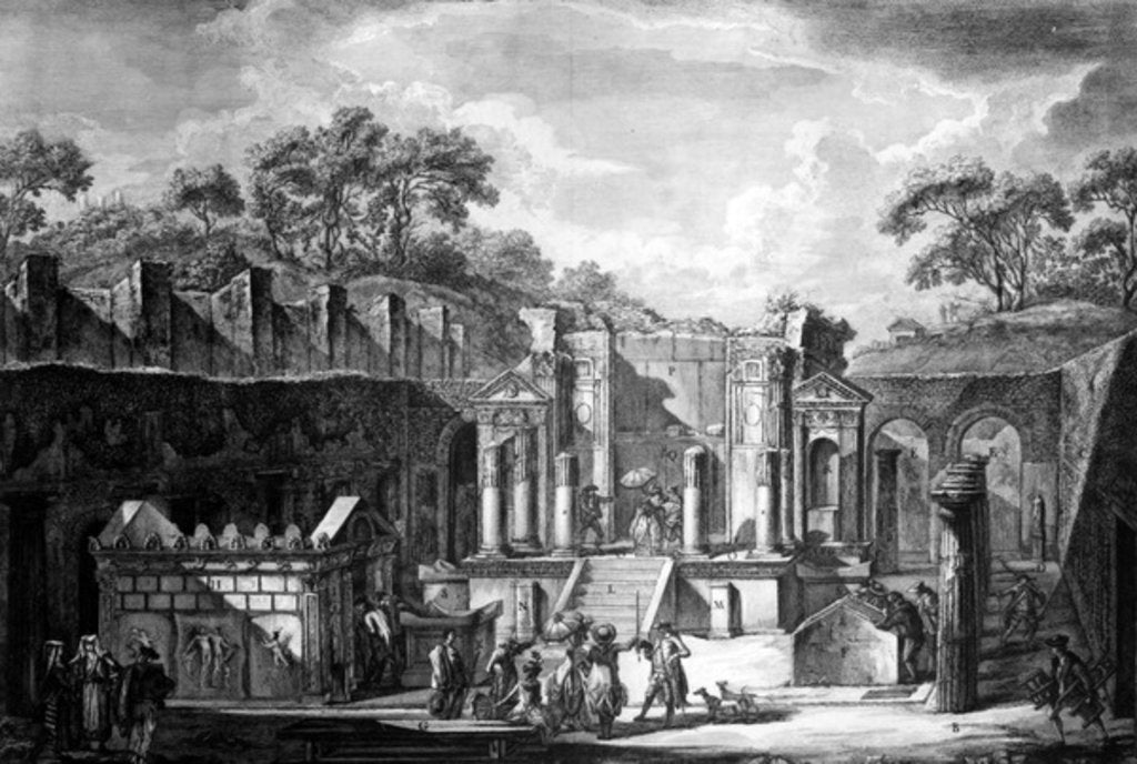 Detail of View of the Temple of Isis, Pompeii, engraved by Francesco Piranesi, 1788 by Louis Jean (after) Desprez