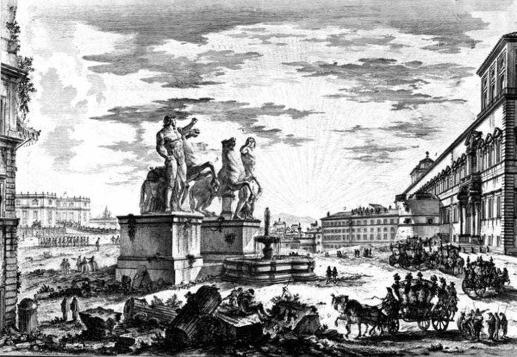 Detail of View of the Piazza di Monte Cavallo or the Piazza del Quirinale by Giovanni Battista Piranesi