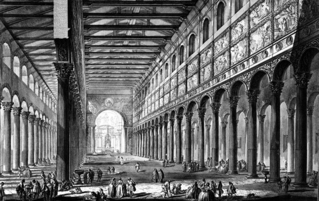 Detail of View of the interior of Basilica of San Paolo fuori le Mura by Giovanni Battista Piranesi