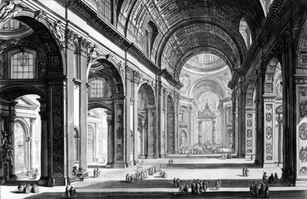 Detail of View of the interior of St. Peter's Basilica by Giovanni Battista Piranesi