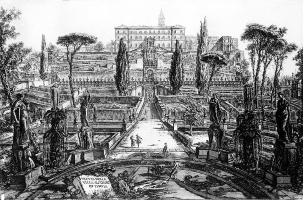 Detail of View of the Villa d'Este in Tivoli by Giovanni Battista Piranesi