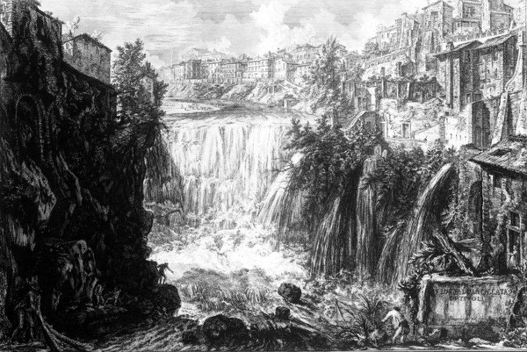 Detail of View of the Waterfall at Tivoli by Giovanni Battista Piranesi