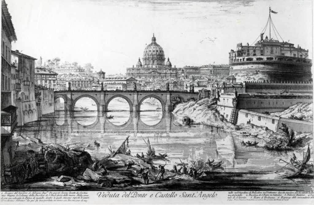 Detail of View of the Bridge and Castel Sant'Angelo by Giovanni Battista Piranesi