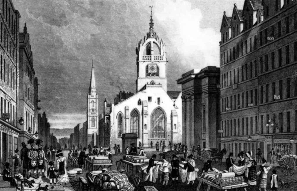 Detail of St. Gile's Church, County Hall and the Lawn Market, Edinburgh by Thomas Hosmer Shepherd