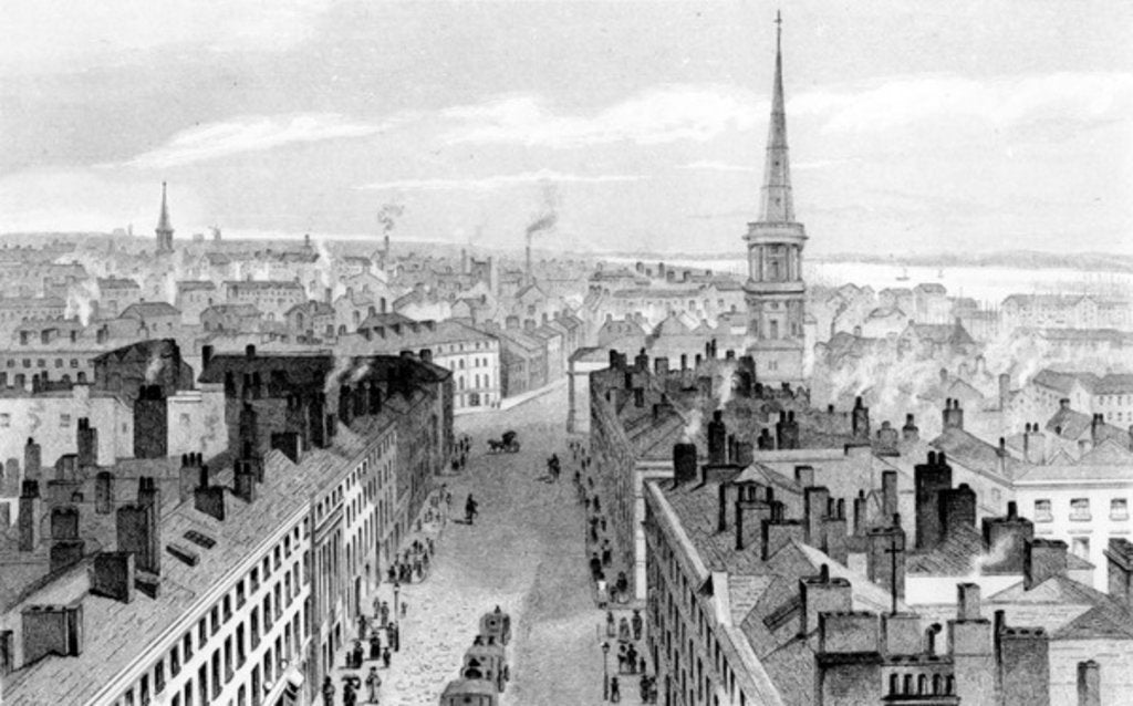 Detail of Liverpool from the Town Hall, looking south, engraved by John Rogers, c.1830 by John (after) Harwood
