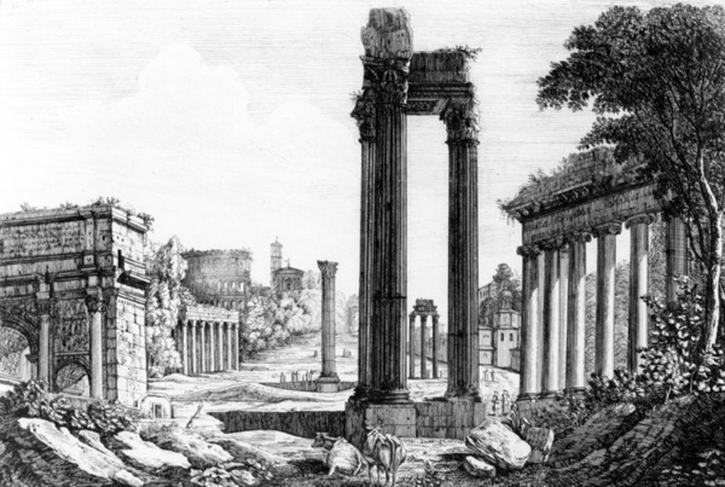Detail of General View of the Roman Forum, 1817 by Luigi Rossini