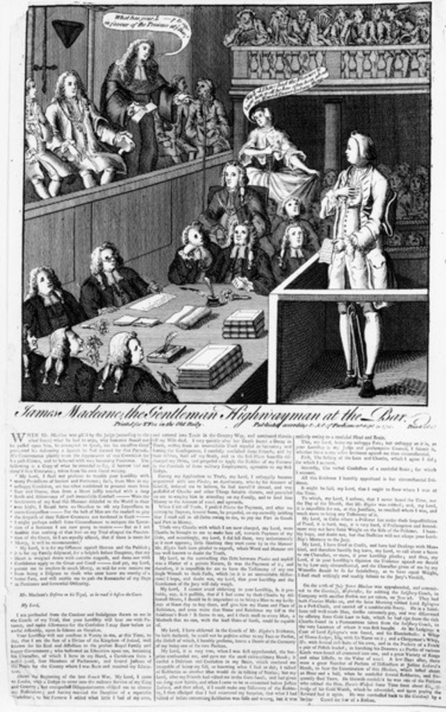 Detail of James Macleane the Gentleman Highwayman at the Bar, 1750 by English School