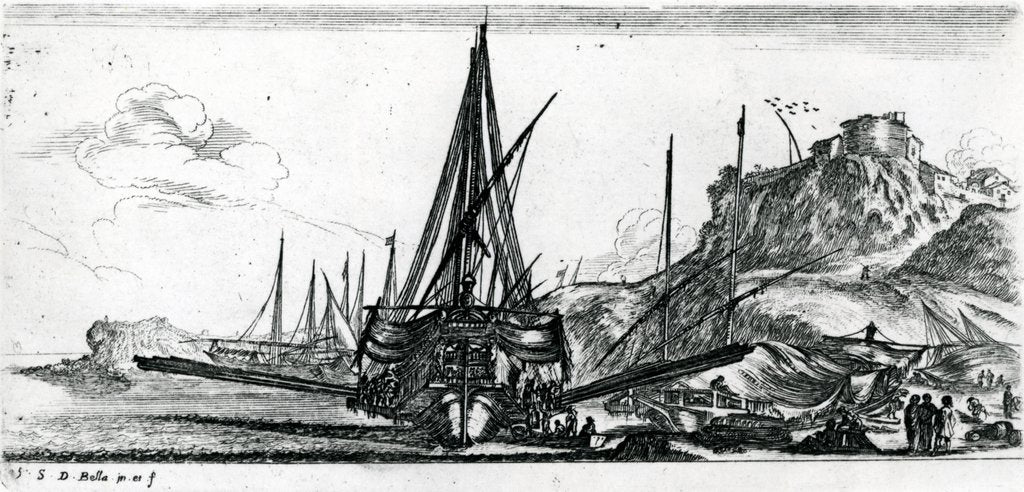 Detail of Plate 5 from 'Divers Embarquements', c.1640s by Stefano della Bella