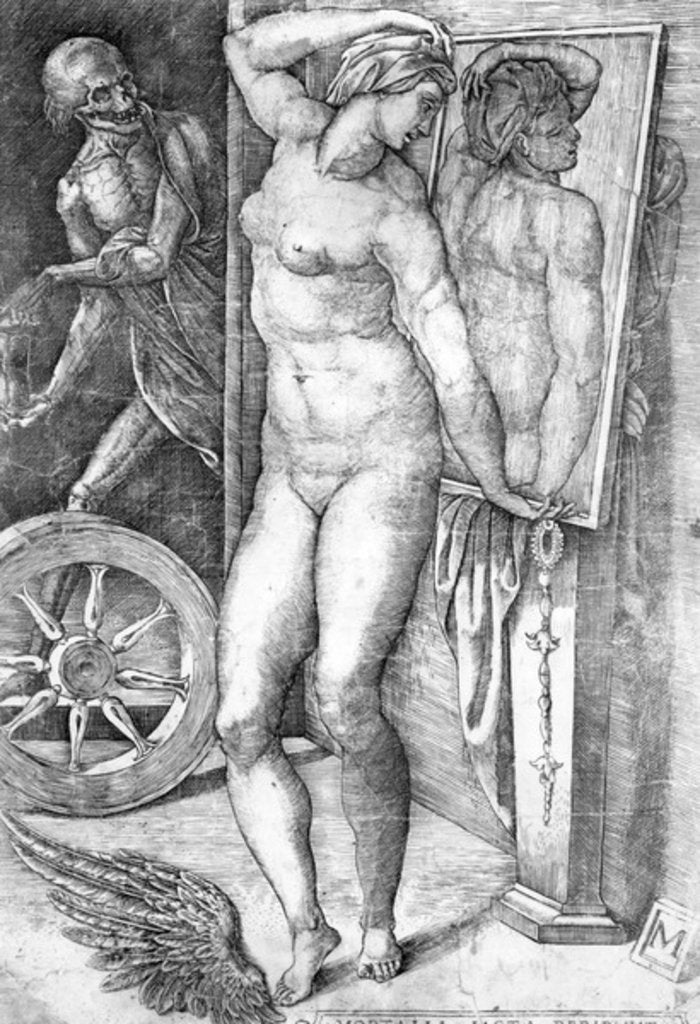 Detail of Nude looking at Herself in a Mirror by Michelangelo Buonarroti