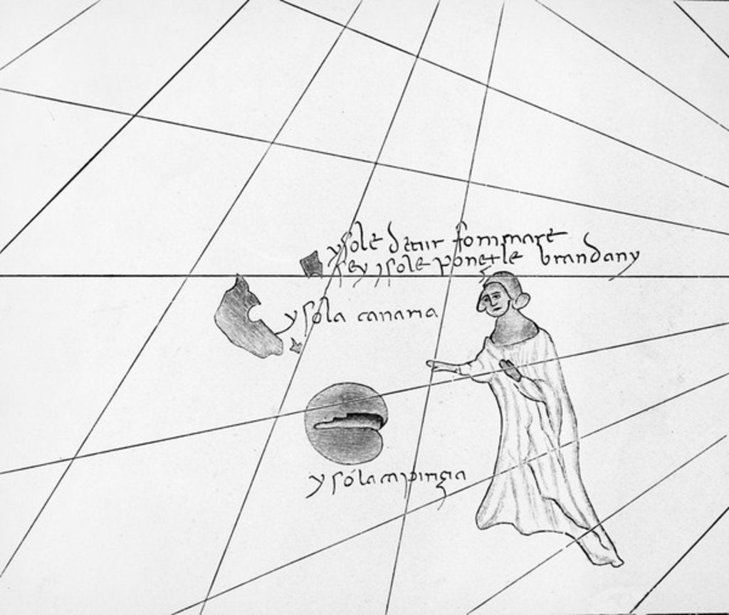 Detail of Saint Brendan, from a C19th copy of the Pizzigani portolan, 1367 by Domenico and Francesco (after) Pizzigano