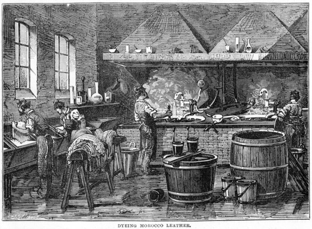 Detail of Dyeing Morocco Leather by English School