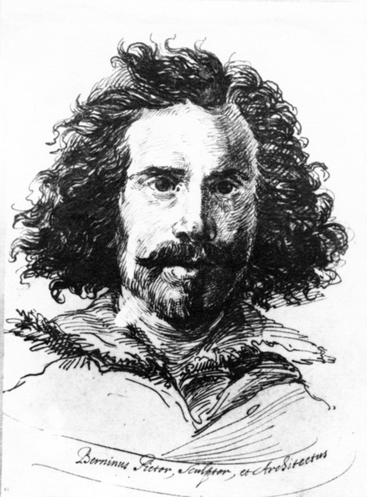 Detail of Portrait of Giovanni Lorenzo Bernini, print made by James Basire,1764 by Salvator (after) Rosa