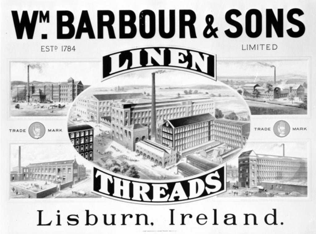 Detail of Advertisement for Wm. Barbour & Sons by Irish School