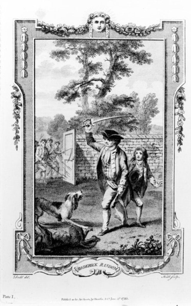 Detail of Roderick Random's uncle is attacked by dogs by Daniel (after) Dodd