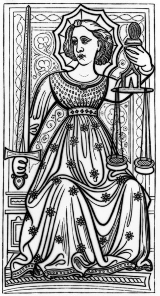 Detail of Justice, after a tarot card from the 'Gringonneur' pack by Italian School
