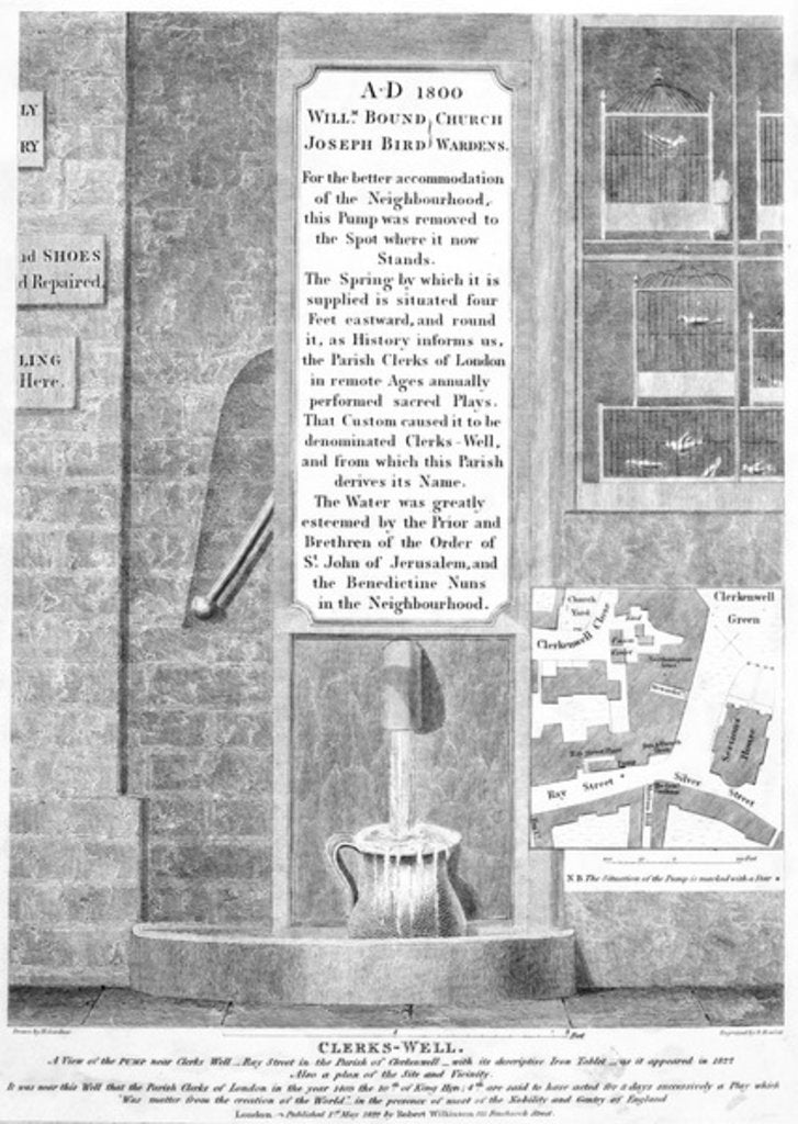 Detail of Clerks-Well, Clerkenwell, London, published 1822 by English School