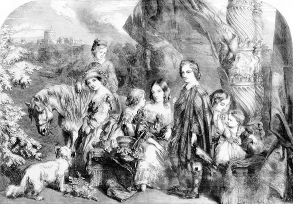 Detail of The Queen and Her Children at Windsor Great Park by English School
