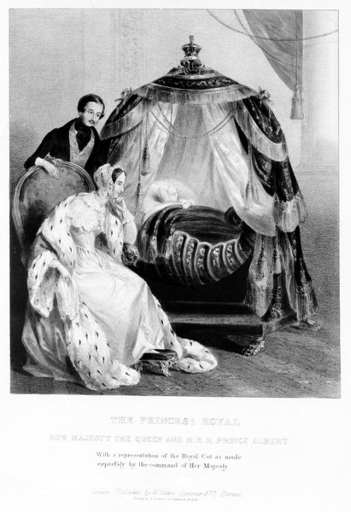 Detail of The Princess Royal, Her Majesty the Queen and HRH Prince Albert, with the royal cot, c.1840 by English School