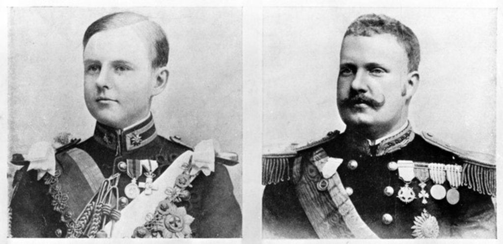 Detail of Luís Filipe, Prince Royal of Portugal, Duke of Braganza and his father, King Carlos I of Portugal and the Algarves, c.1900 by Anonymous