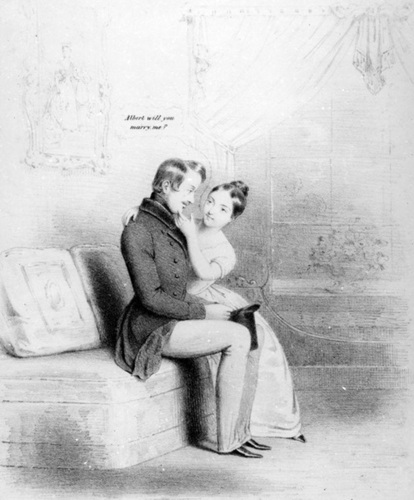 Detail of Leap Year! Queen Victoria proposing to Albert, published 1840 by English School