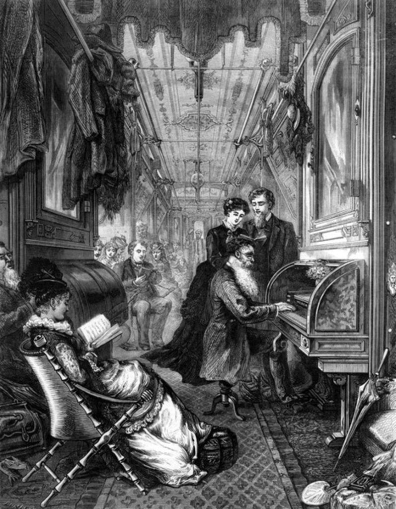 Detail of Sunday on the Union Pacific Railway, 1875 by English School
